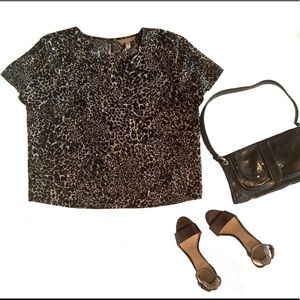 Banana Republic Black and Gray Leopard Blouse